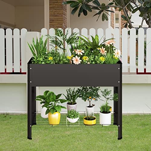 PROXRACER Raised Garden Bed with Detachable Legs Elevated Metal Planter Box for Growing Fresh Herbs Vegetables Flowers Succulents&Other Plants for Outdoor Backyard Patio Deck Balcony Black L - Image 6