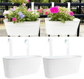 17" Hanging Metal Railing Planter with Detachable Hook, Oval White, 2 Pack by JOYFERNAL