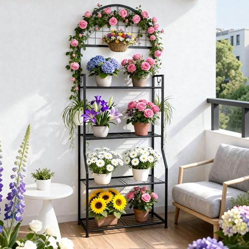 VGMiu 4 Tier Plant Stand Indoor Outdoor, Metal Plant Shelf for Multi Plants - Image 3