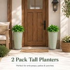 Neoaider Set of 2 Tall Planter, 21 inch Large Plastic Planter, Drip Glaze - Image 4