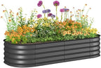 Outsunny 5' x 2' x 1' Galvanized Raised Garden Bed Kit, Dark Gray by Outsunny