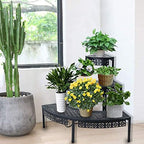 aboxoo 3-Tier Metal Plant Stand, Stair-Step Corner Shelf for Indoor/Outdoor - Image 5