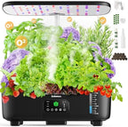 Misting Hydroponic Growing System Kit 15-Pods Indoor Smart Herb Garden Planter with LCD Touch Panel 6L Large Tank for Herb/Vegetables/Flowers/Fruits,Gardening Gifts for Women Men Beginners-Black by Zekeson