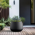 Kante Black Concrete Planter 18.1" Dia All-Weather Round Accent Pot - Image 3