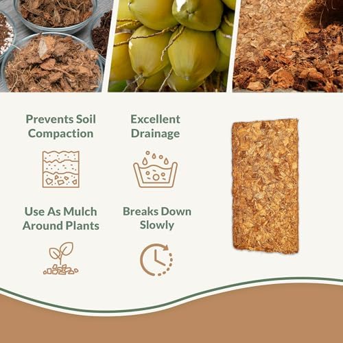Coco Chips for Plants (650gm Bricks, 5-Pack) - Organic Coco Coir Chips - Coconut Husk Chips for Potting Soil, Garden Soil, & Seed Starter Soil - Coconut Mulch for Garden - Coconut Chips for Plants - Image 2