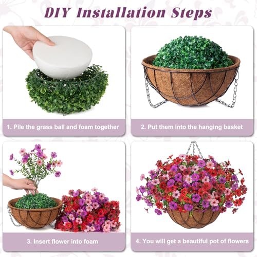 INXUGAO Artificial Fake Flowers Hanging Basket for Outdoor Decoration - Image 3