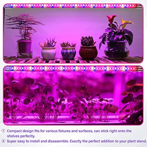 iPower 40W LED Plant Grow Light Strips Full Spectrum for Indoor Plants with Auto ON/Off 3/9/12H Timer, 10 Dimmable Levels 48 LEDs Per Tude, for Hydroponics Succulent - Image 5