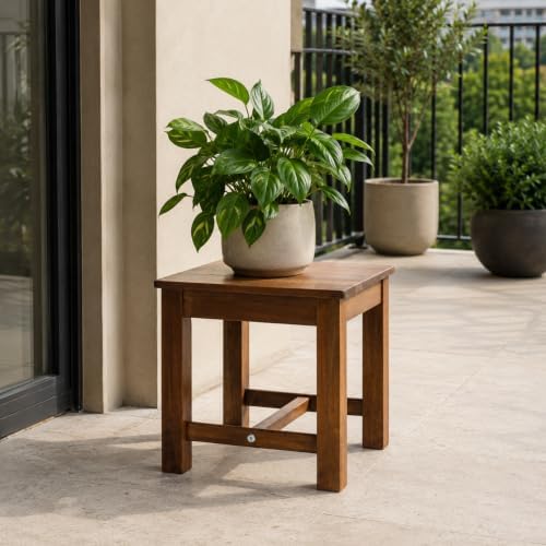 12" Wooden Step Stool, Small Wood Stool for Bathroom, Kitchen - Walnut - Image 4