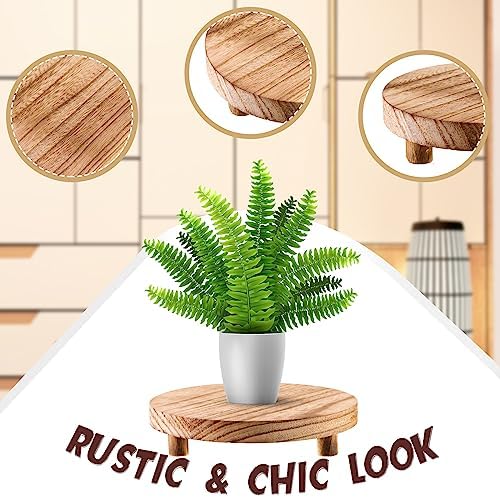 Geetery 4 Pcs Wooden Risers for Display Wood Pedestal Stand, Light Brown - Image 3
