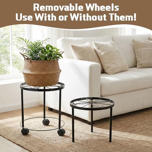 5 Pack Metal Plant Stand with Wheels for Indoor Outdoor Plants Rolling Plant Stands Flower Pot Stand on Wheels Heavy Duty Plants Pot Risers Decoration for Planter Supports Home(5 Sizes ) - Image 5