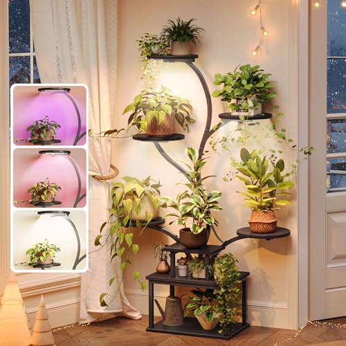 PRAISUN 51 Inch Plant Stand with Grow Lights, 8 Tiered Indoor Plant Shelf by PRAISUN