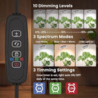 Plant Stand Indoor with Grow Light, Adjustable Height Plant Stand for 7–11 Inch Pots, 72 LED Full Spectrum Grow Light, 3/9/12H Auto Timer, Black - Image 6