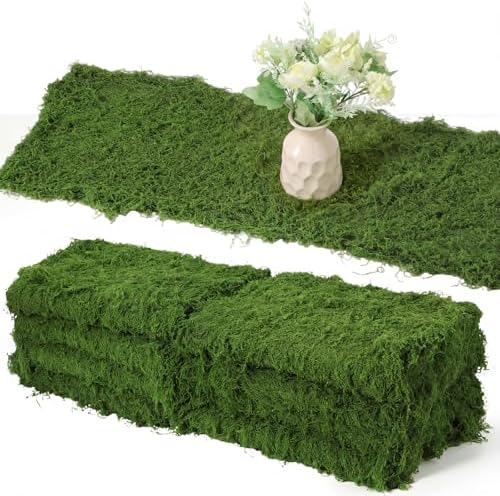 8 Artificial Moss Table Runner Halloween Enchanted Party Decor, Green by Zeyune