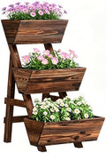 3-Tier Vertical Wooden Raised Garden Bed, Garden Planter Box,Carbonized by Unknown