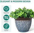 15" Large Flower Pots, 2-Pack Big Plastic Planters for Outdoor Plants - Image 6