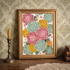Framed Canvas Wall Art Bohemian Gouache Succulents Dusty Rose and Sage Green Canvas Print Poster Gold Frame Wall Decor for Living Room Desert Flora Art, Boho Botanical Decor - Inch 12x16 - Image 6