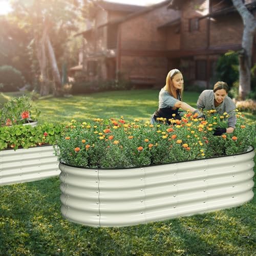 Winpull Raised Garden Bed Kit, 6x3x1.5 ft Galvanized Planter Box Outdoor with Safety Edging, Large Metal Raised Beds for Gardening Vegetables Flower Herb (Pearl White) - Image 6