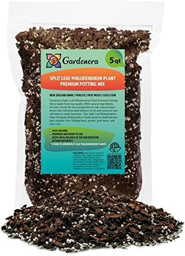 Gardenera Split Leaf Philodendron Potting Mix - Retains Moisture and Prevents Root Rot - 5 Quart by Gardenera