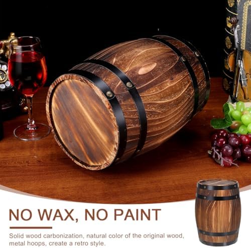 Yardwe Wine Barrel Decor 10.62X8.26X8.26In Oak Wooden Barrel Ornament Retro Photo Prop Bar Landscaping Decor for Home Party - Image 5