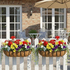 24 Inch Railing Planter Window Box Deck Balcony Rail Planter with Coco Liner Metal Wall-Mounted Coconut Liner Planter Basket English Horse Trough Planters for Outdoor Balcony Porch Fence (2 Pack) - Image 7