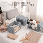 Homsorout Collapsible Storage Bins with Lids, 4 Pack Closet Cubes for Organization, Fabric Storage Baksets with Window, Clothes Organizer bins for Home, Dorm, Grey - Image 3