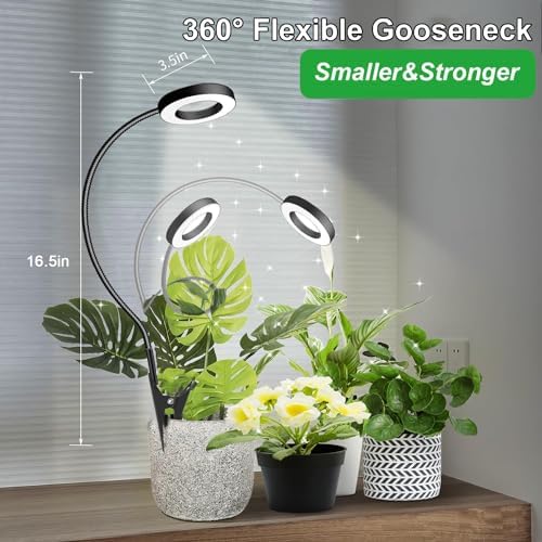 Grow Light,Full Spectrum Pot Clip LED Plant Growth Light with Auto On/Off Timer 3/9/12H,Plant Lamp with 360°Rotatable Gooseneck, 10 Dimmable Brightness, Ideal for Small Indoor Plants, 3 Pack - Image 7