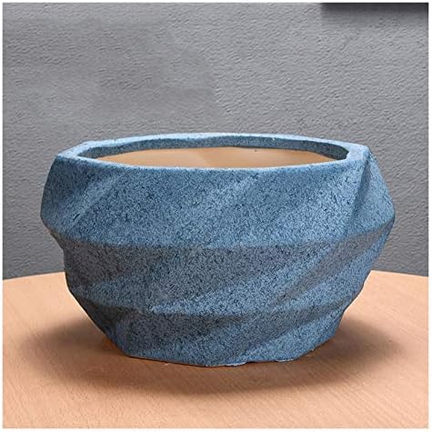 Liudan Plant Pot Geometry Ceramic Planter Outdoor Indoor Garden Planter Plant Container with Drainage Hole Flower Plant Pots Modern Decorative Gardening Flower Planter (Color : Blue) by Unknown