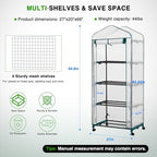 Yesker Mini Greenhouse 27"x20"x63" Portable Indoor / Outdoor Small Green House with 4 Tier 4 Shelves Wheels Thicken PE Cover Compact Greenhouses Kit for Winter Gardening Balcony Patio Backyard, White - Image 2