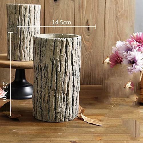 Faux Stakes Planter Sculpture Concrete Planter Tree Root Stump Flower Pot Driftwood Log Post Planter - Indoor Outdoor Cactus Succulent Snake Bamboo Plant Decorative Garden Windowsill - Image 6