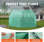 VEVOR Walk-in Tunnel Greenhouse, 9.6x6.4x6.2 ft Hoop House Greenhouse Tunnel, Plant Hot House with Galvanized Steel Frame, Green PE Cover, Roll-up Zipper Door and 6 Windows for Outdoor - Image 3