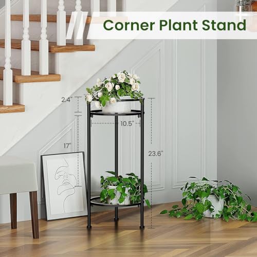H HOMEXIN Plant Stand Indoor, 2 Tier Metal Tall Plant Stands 23.4" Multiple Plant Rack Holder, Heavy Duty Rustproof Flower Shelf Display for Apartment Corner Home Garden Patio - Image 4