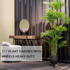 1 Pack 17.7" Black Plant Caddy with Easy Moving Caster Wheels and a Water Container Round Movable Planter Dolly Trolley Tray Pallet Outdoor Indoor Tree Flower Stand Planter - Image 4