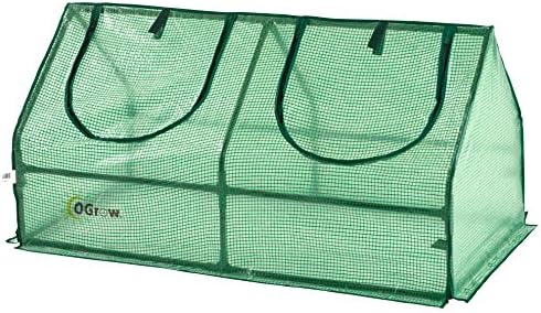Compact Garden Cloche, Mini Greenhouse, Seed Starter Plant Protector, Indoor and Outdoor Use, Portable Growing Dome for Herbs, Flowers, Vegetables, Green Cover by UpperBounce