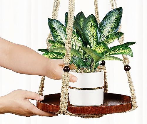 Macrame Plant Hanger Set (Large Macrame Plant Hanger + 2 Pack Hanging Plant Shelf) - Image 7
