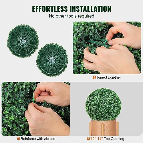 VEVOR 2 Pcs 16” Artificial Plant Topiary Ball, 4 Layers Faux Boxwood Balls, All-Year Green Faux Plant Decorative Balls for Backyard, Balcony,Garden, Wedding and Home Décor - Image 6