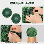 VEVOR 2 Pcs 16” Artificial Plant Topiary Ball, 4 Layers Faux Boxwood Balls, All-Year Green Faux Plant Decorative Balls for Backyard, Balcony,Garden, Wedding and Home Décor - Image 6