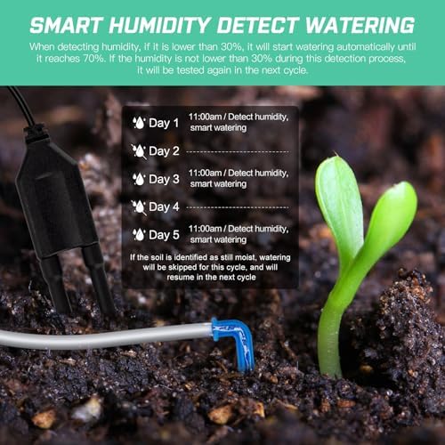 Automatic Plant Waterer Indoor Watering System for 15 Potted Plants, Auto Drip Irrigation Kit with Programmable Water Timer, Smart Humidity Detection, Green - Image 7
