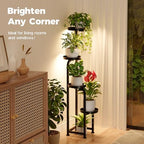Bamworld Plant Stand with Grow Light Corner Metal Flower Pot Stands - Image 2