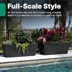 Step2 Tremont Trough Planter 2-Pack, Large Resin Planters for Outdoor Plants, Self-Watering, Black - Image 3