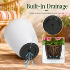 Neoaider Set of 3 Tall Planter, 24/21/12in Large Plastic Planter, WhiteJade - Image 6