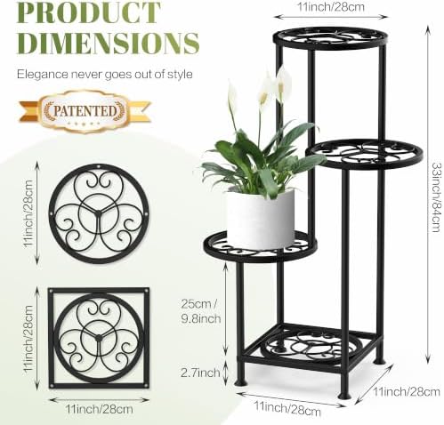 4 Tier Plant Stand Indoor Outdoor, Metal Shelf Holder Corner Black - Image 2