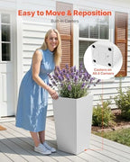 VEVOR 30 inch Tall Planters for Outdoor Plants Set of 2, White Tall Planter for Indoor Plants, Modern Large Planters for Front Porch Patio Balcony, Plant Container Flower Pots with Built-in Drainage - Image 4