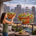 Ultimate Hanging Baskets - Strawberry, Tomato, Flower, and Herb Outdoor Planters - Use Garden Pots for Growing Plants Outside On A Deck, Fence, or Balcony (2, Terracotta) - Image 3