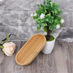 Plant Saucer Tray 4pcs Oval Bamboo Plant Saucers for Succulent Pots, Simple Home Balcony Tray(K) - Image 5