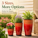 Neoaider Set of 3 Tall Planter, 24/21/12in Large Plastic Planter, Firey Red - Image 4