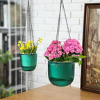 4 Pcs 6.5'' 4.5'' Hanging Self Watering Pot for Indoor Plant, Green - Image 4