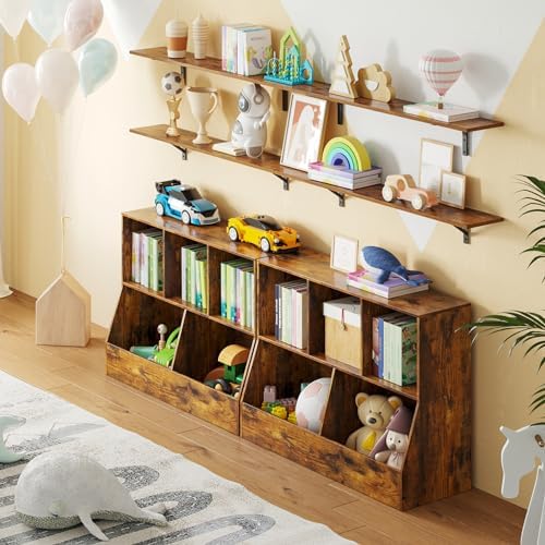 DINZI LVJ Long Wall Shelves, 47.3Inch Wooden Wall Mounted Shelves, Set of 4 - Image 4