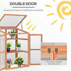 Wooden Cold Frame Small Mini Greenhouse Cabinet for Outdoor and Indoor, 30" L x 24" W x 44" H, Natural - Image 4