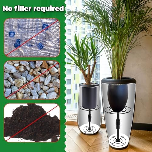 VICAMB 2 Pack Adjustable 10.6-18.5in Plant Risers for Inside Pots,Metal Planter Lift Inserts Fillers Risers for Tall Square Round Taper Large Pots(5.9" 7.87" 9.84" Base or Top) - Image 5