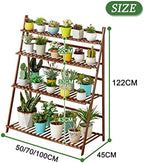 Bamboo Plant Stand, 4 Tier Ladder Flower Pots Holder with Rear Bar,Foldable Corner Standing Shelf for Patio Garden Balcony Living Room Display Shelves (Size : 70x45x122cm) - Image 2